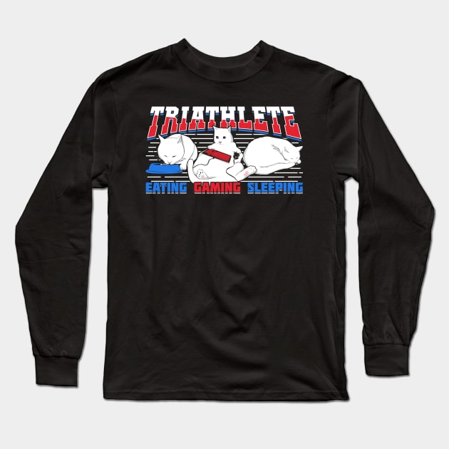 Triathlete Eating Gaming Sleeping Long Sleeve T-Shirt by Dolde08